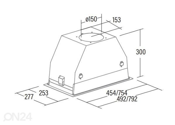 Интегрированная вытяжка Cata GC DUAL A 45 XGWH размеры