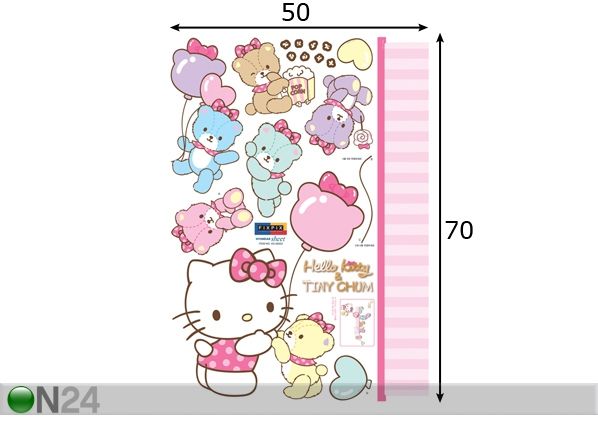 Интерьерная наклейка Праздник Hello Kitty размеры