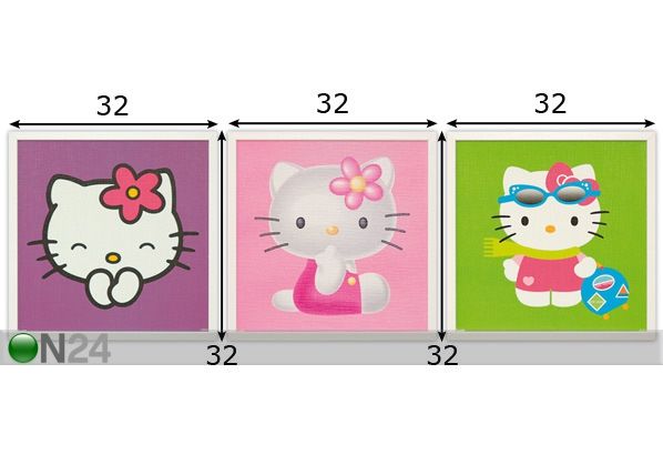 Картины Hello Kitty 32x32 см 3 шт размеры