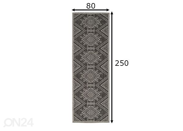 Ковер Balcone 80x250 cm для дома и улицы, светло-серый размеры