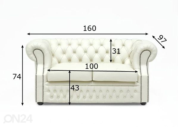 Кожаный диван Chesterfield 2 размеры