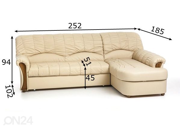 Кожаный угловой диван-кровать с ящиком размеры