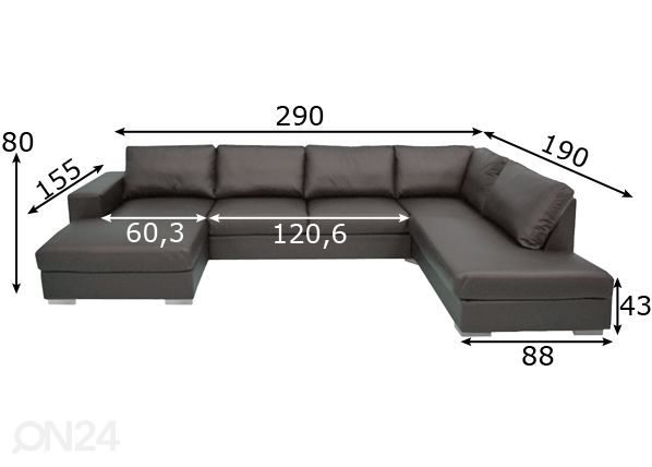 Кожаный угловой диван Carelia Jumbo S размеры