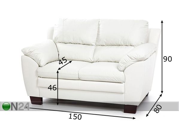 Кожаный 2-местный диван Emma размеры