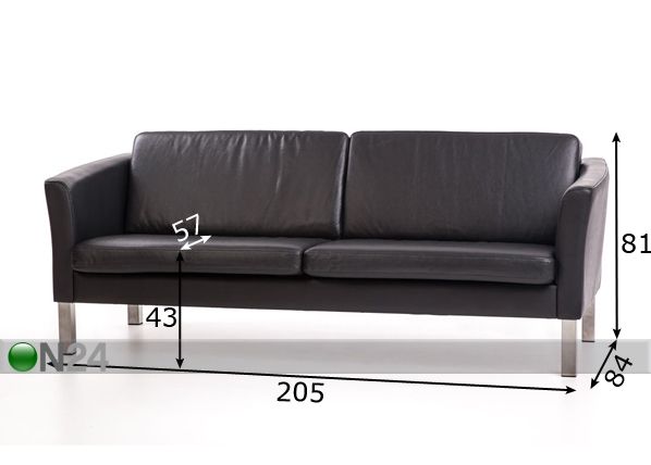 Кожаный 3-местный диван Boss размеры