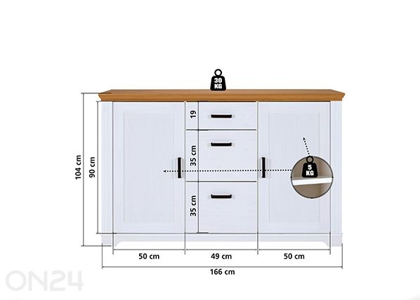 Комод Maluno 166 см размеры