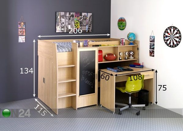 Компактная кровать Jack 90x200 см размеры