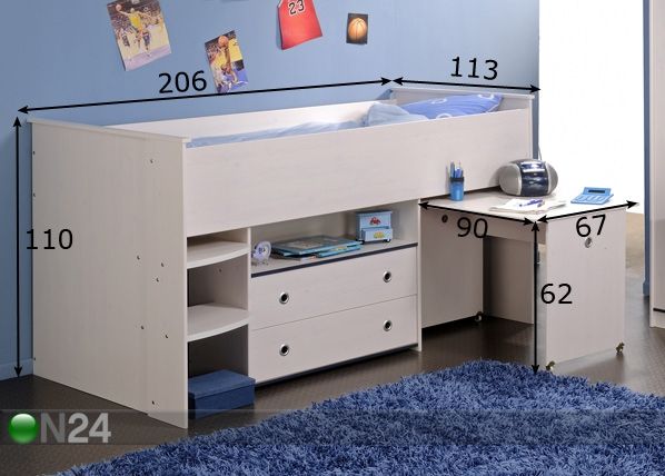 Компактная кровать Smoozy 90x200 см размеры