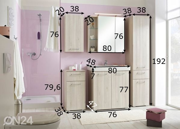 Комплект в ванную Mare размеры