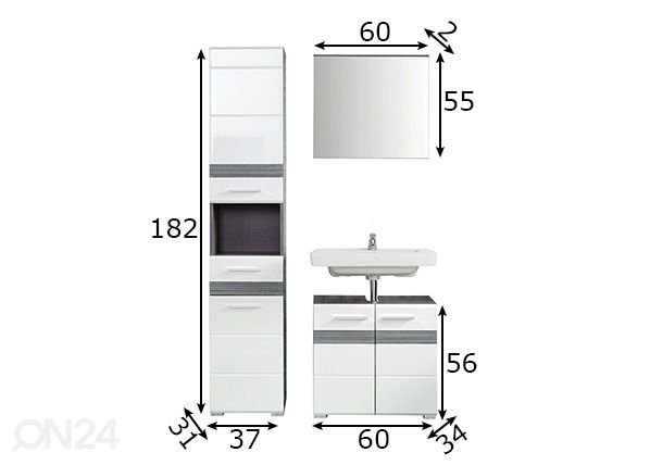 Комплект в ванную Set-one размеры