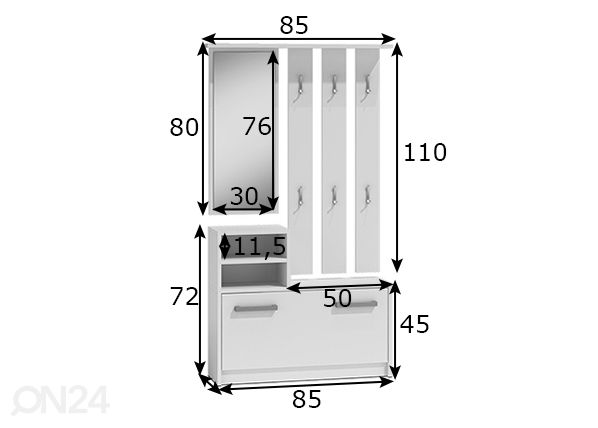 Комплект в прихожую размеры