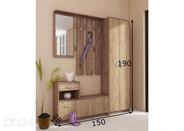 Комплект в прихожую Drimo I 155 см размеры