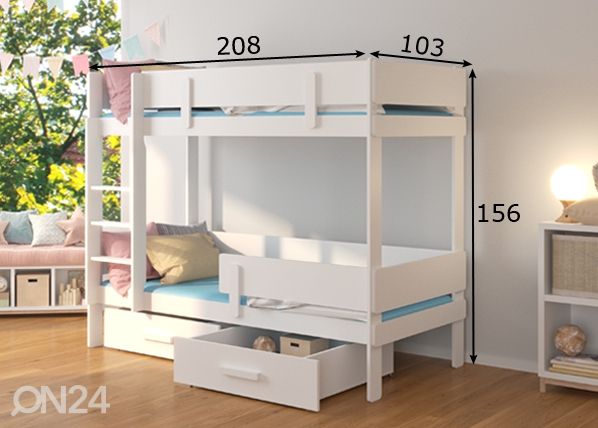 Комплект двухъярусной кровати Lily I 90x200 cm размеры