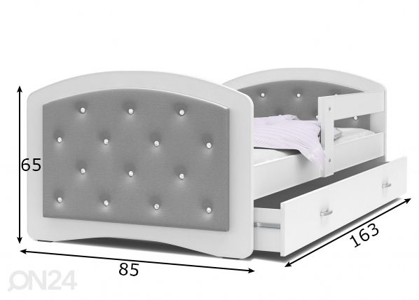 Комплект детской кровати 80x160 cm, белый/серый размеры