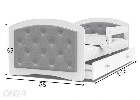 Комплект детской кровати 80x180 cm, белый/серый размеры