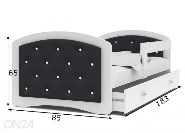 Комплект детской кровати 80x180 cm, белый/чёрный размеры