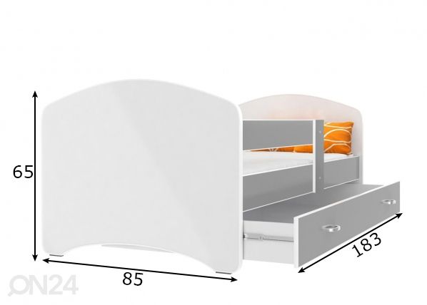 Комплект детской кровати 80x180 cm, серый размеры