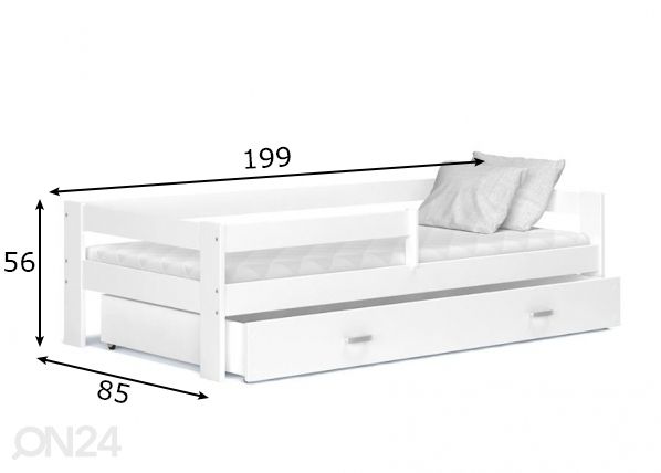 Комплект детской кровати 80x190 cm, белый размеры