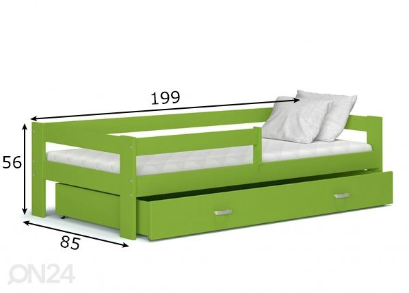 Комплект детской кровати 80x190 cm, зелёный размеры