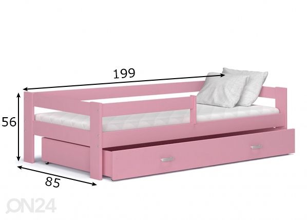 Комплект детской кровати 80x190 cm, розовый размеры