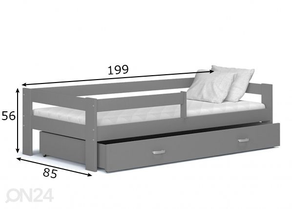 Комплект детской кровати 80x190 cm, серый размеры