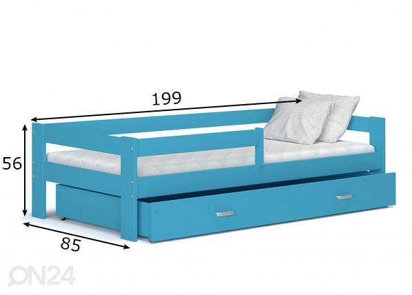Комплект детской кровати 80x190 cm, синий размеры
