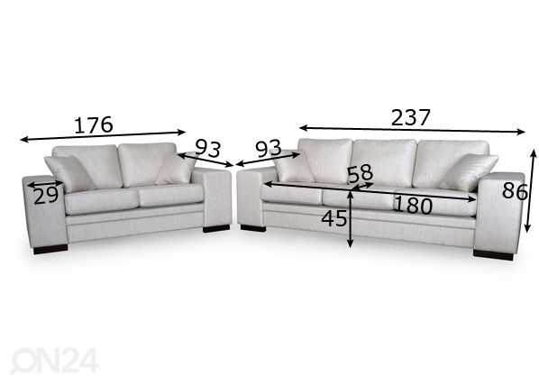 Комплект диванов Jane 3+2 размеры
