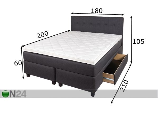 Комплект кровати Hypnos Helena с ящиками 180x200 cm размеры