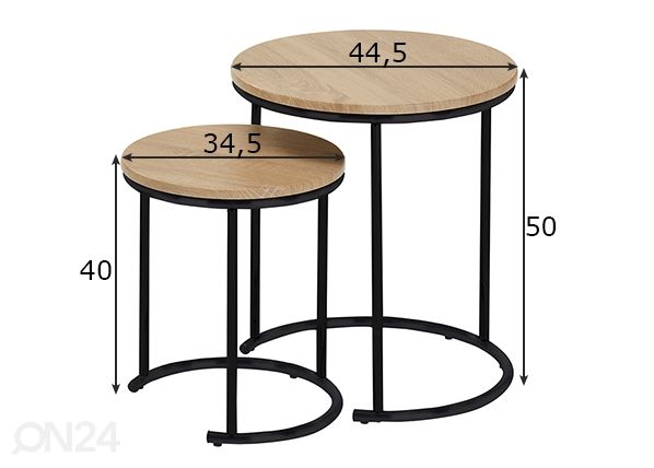 Комплект столиков Elto, 2 шт размеры