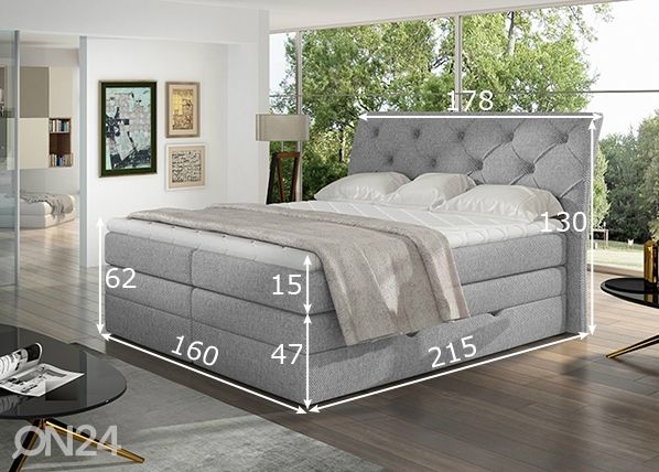 Континентальная кровать с ящиком Mirabel 160x200 cm размеры