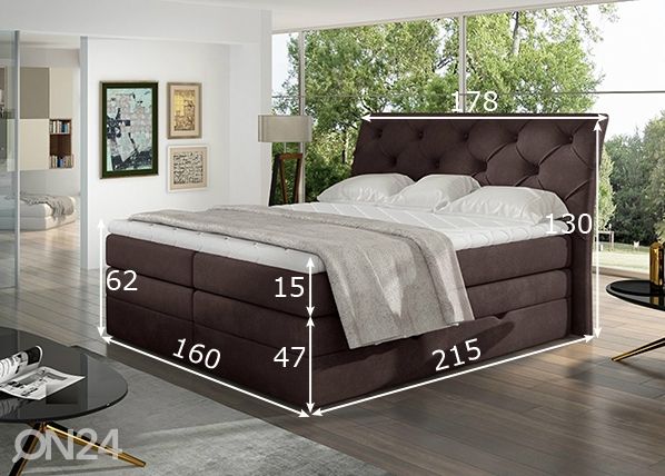 Континентальная кровать с ящиком Mirabel 160x200 cm размеры