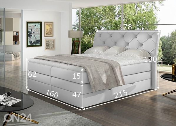 Континентальная кровать с ящиком Mirabel 160x200 cm размеры