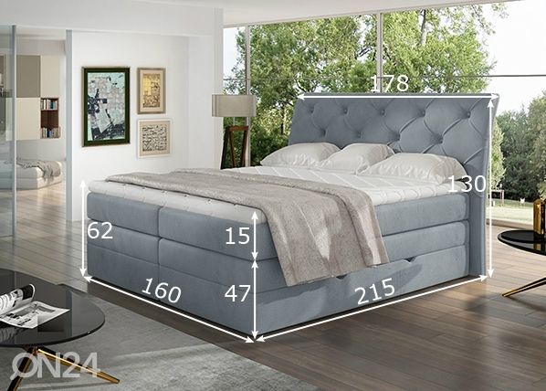 Континентальная кровать с ящиком Mirabel 160x200 cm размеры