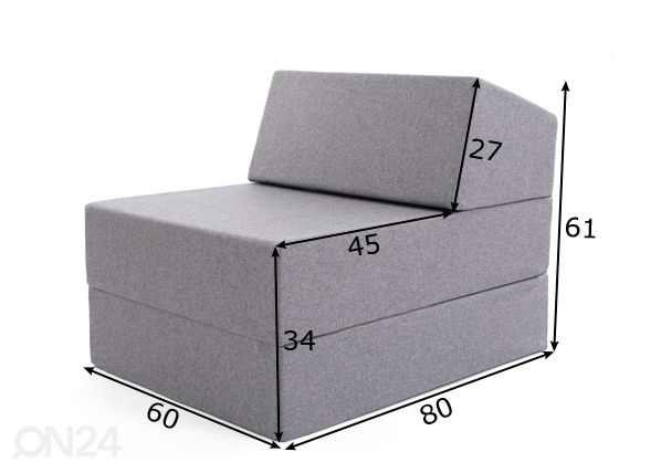 Кресло-кровать / пуф-матрас размеры