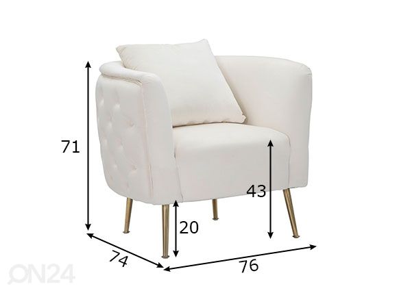 Кресло Glam, кремовый/золотистый размеры
