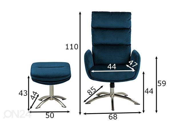 Кресло recliner Haddam + банкетка размеры