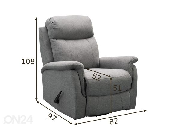 Кресло recliner Rubin размеры
