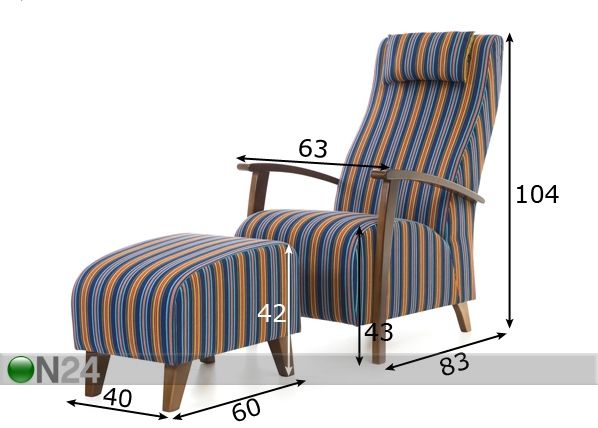 Кресло Wiivi + пуф с национальным текстилем размеры