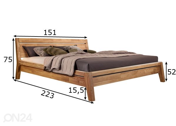 Кровать из массива дуба Brigitte 140x200 cm размеры