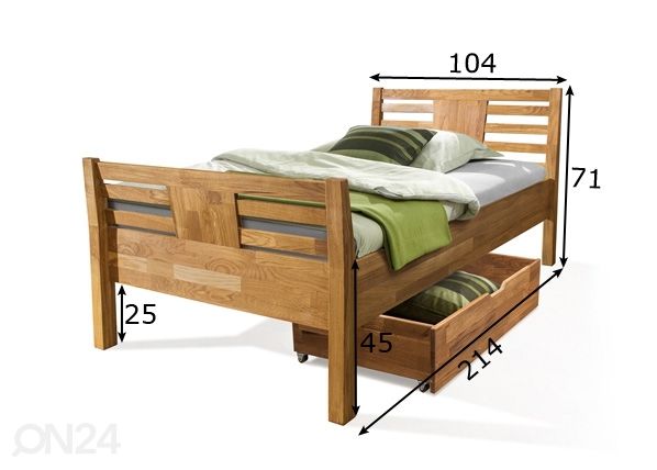 Кровать из массива дуба Tamara 100х200 cm размеры