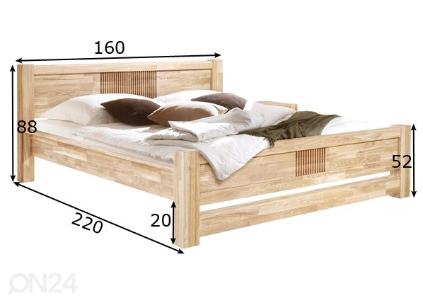 Кровать из массива дуба Valencia 140х200 cm размеры