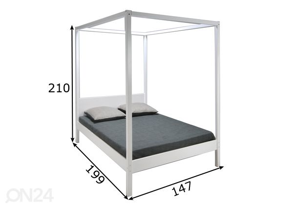 Кровать со стойками под балдахин Romance 140x190 cm размеры
