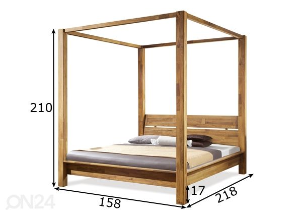 Кровать с балдахином из массива дуба Sevilla 140x200 cm размеры