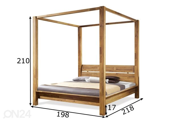 Кровать с балдахином из массива дуба Sevilla 180x200 cm размеры