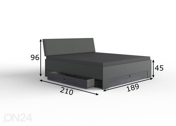 Кровать с ящиком Kopenhagen 180x200 cm размеры