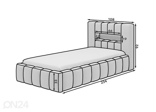 Кровать с ящиком Victoria 90x200 cm размеры