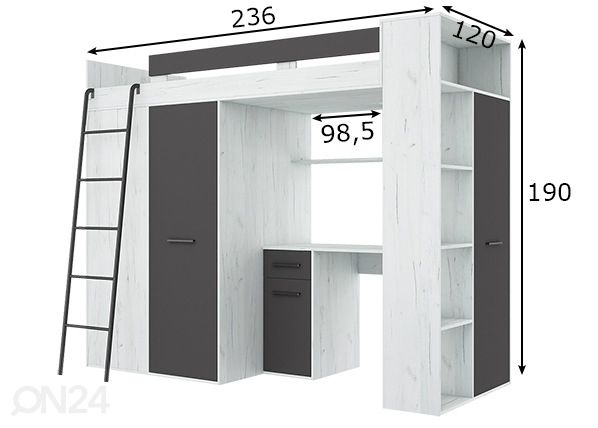 Кровать-чердак 90x200 cm размеры