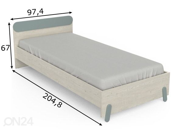 Кровать Ilian 90x190/200 cm, топанга/зеленый размеры