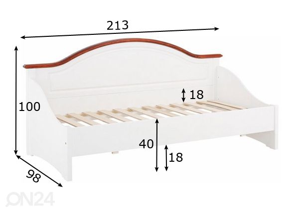 Кровать Konrad 90x200 cm размеры