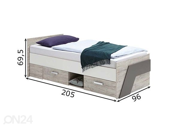 Кровать Nona 90x200 cm размеры